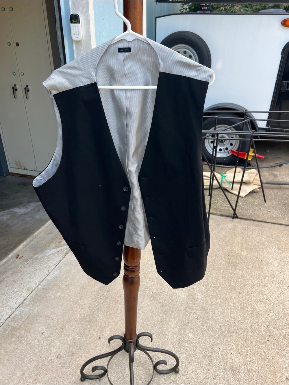 Men's Black Dress Vest with Light Gray Lining - Classic Formal Vest